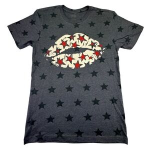 Texas True Women's Western Shirt Small Patriotic Glitter Lips Red Patriotic